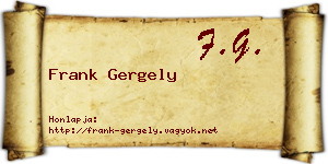 Frank Gergely névjegykártya